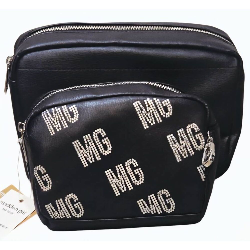 Madden Girl 2PC Dome‎ w/Rhinestones Cosmetic Bags